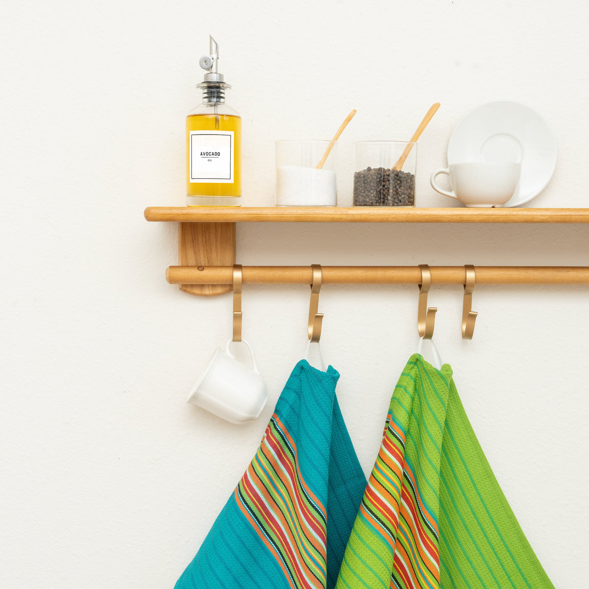 Cotton Salsa Stripe Kitchen Towels — Set of 6