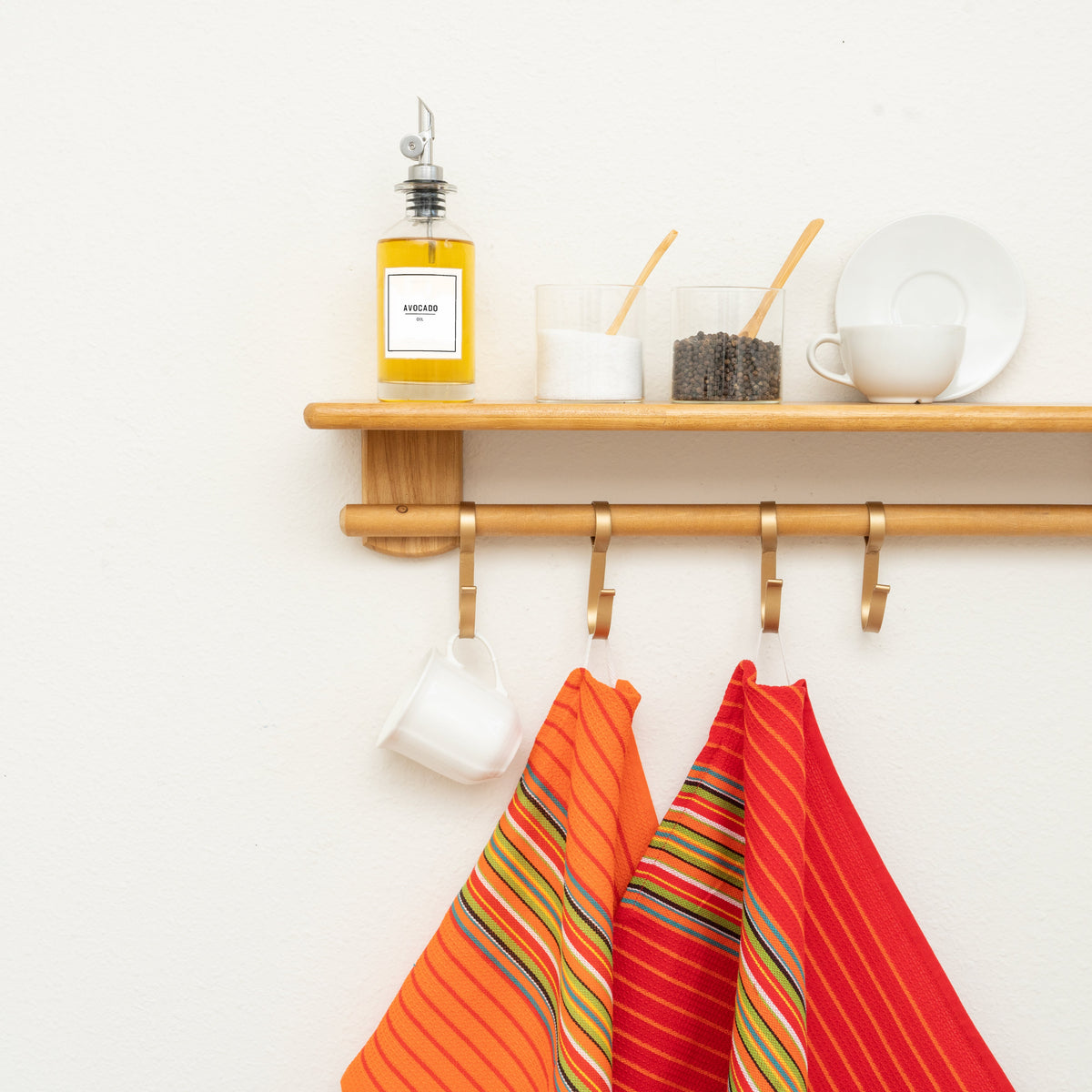 Cotton Salsa Stripe Kitchen Towels — Set of 6