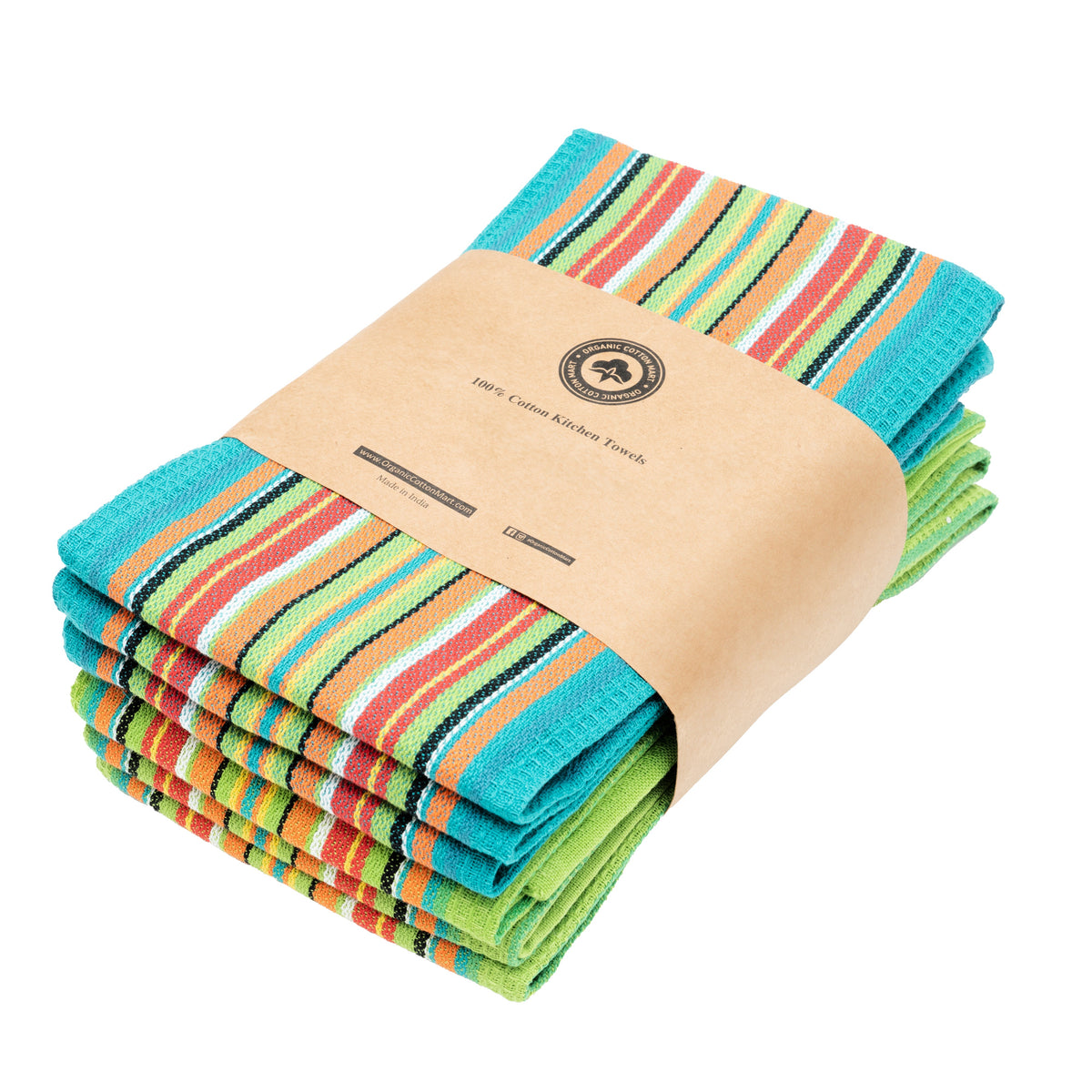 Cotton Salsa Stripe Kitchen Towels — Set of 6
