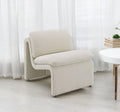 Curved Shape Accent Chair with Premium Fabric Upholstery - Beige or Green