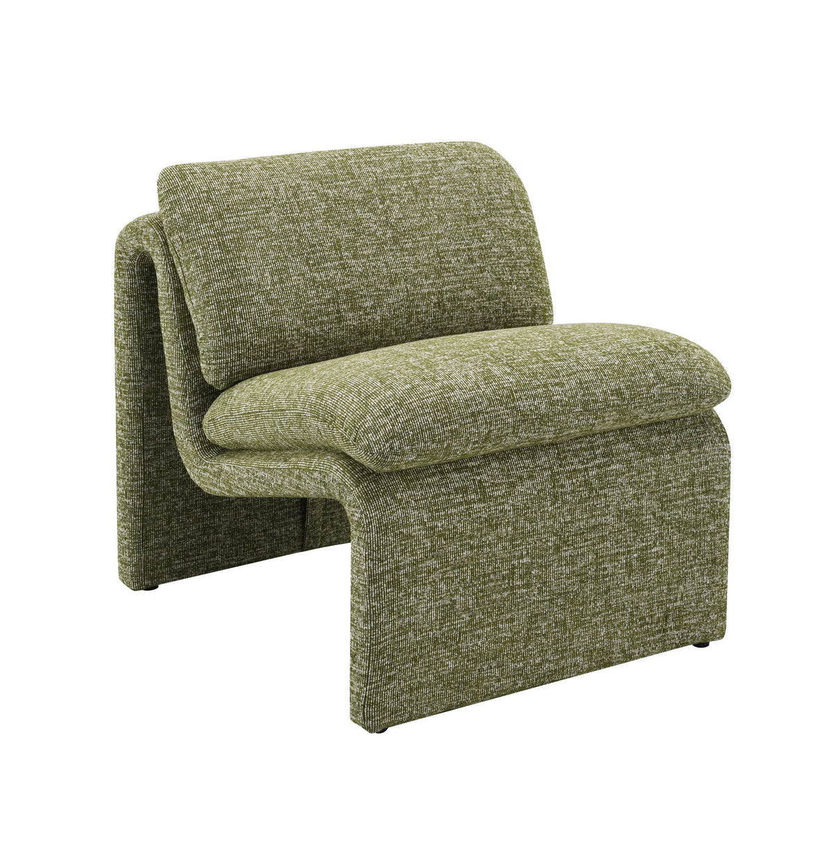 Curved Shape Accent Chair with Premium Fabric Upholstery - Beige or Green