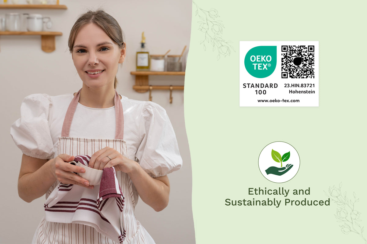 Organic Cotton Striped Kitchen Towels — Set of 6