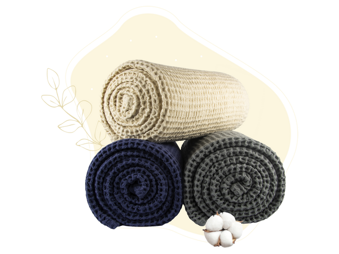Cotton Waffle Weave Throw Blanket