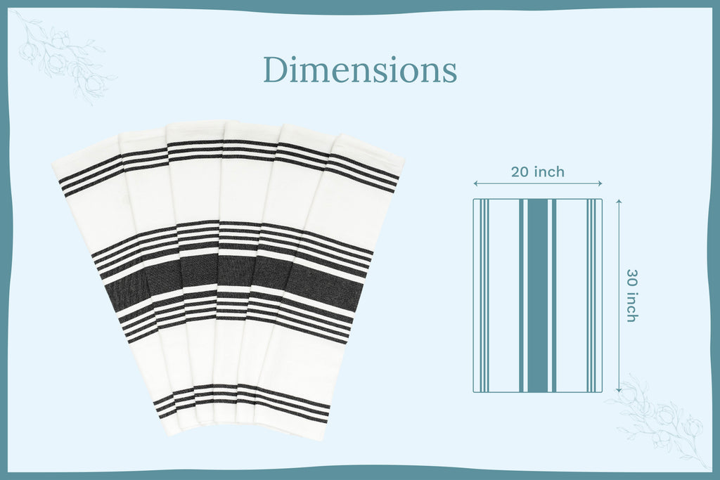 Organic Cotton Striped Kitchen Towels — Set of 6