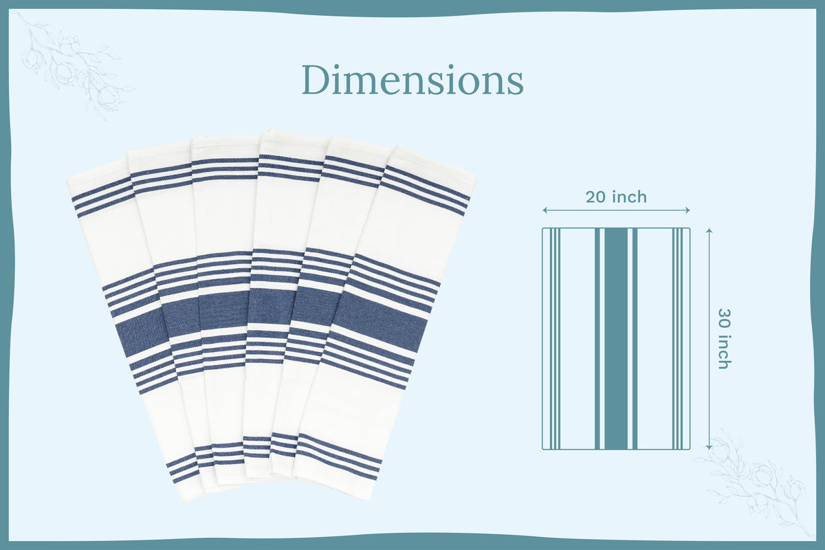 Organic Cotton Striped Kitchen Towels — Set of 6