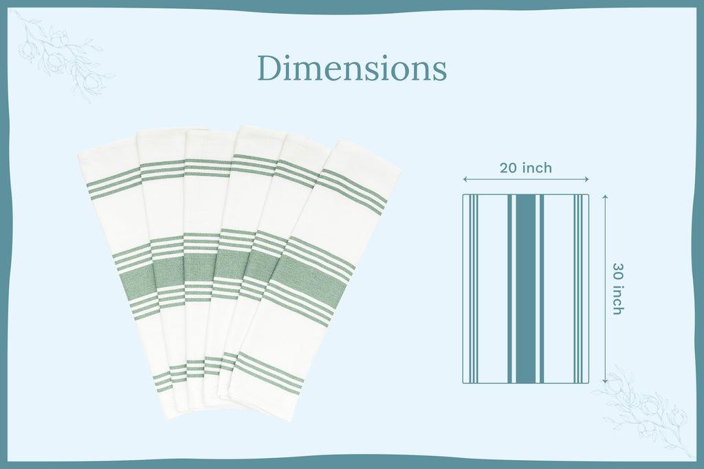 Organic Cotton Striped Kitchen Towels — Set of 6