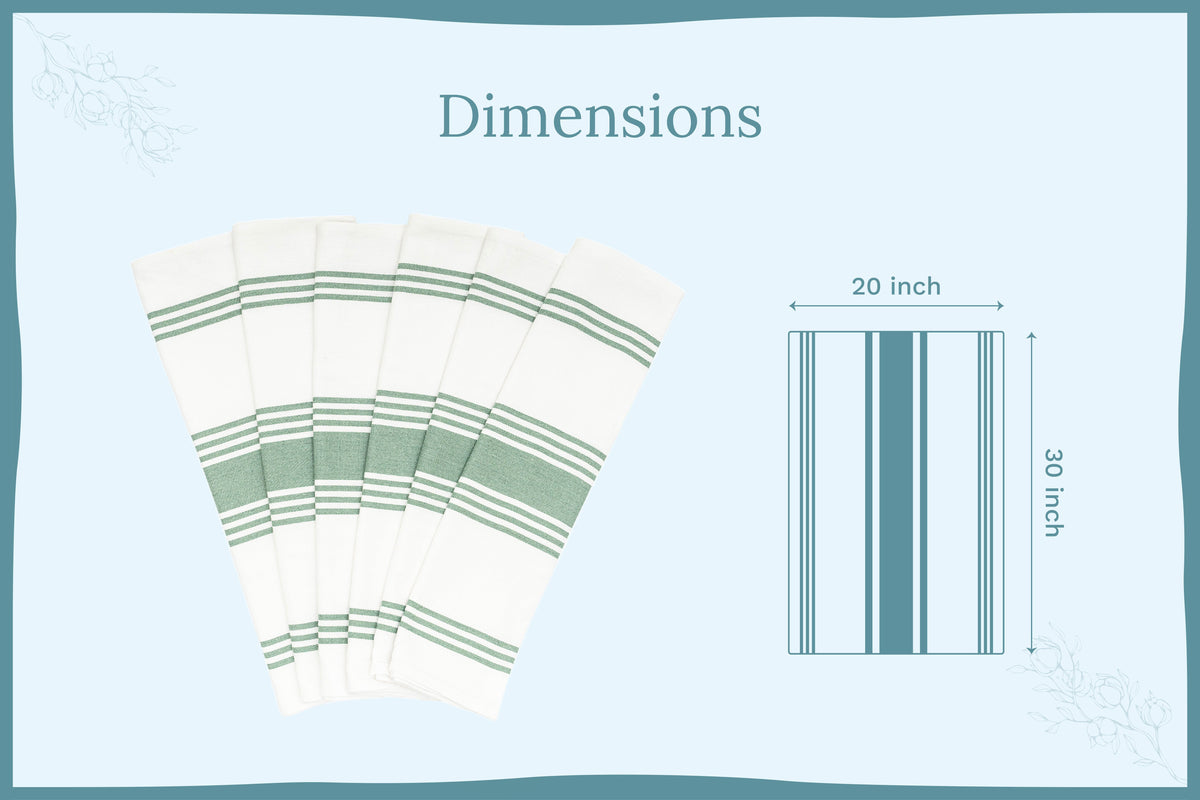 Organic Cotton Striped Kitchen Towels — Set of 6