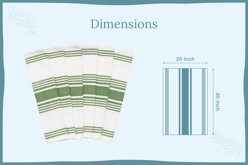 Organic Cotton Striped Kitchen Towels — Set of 6