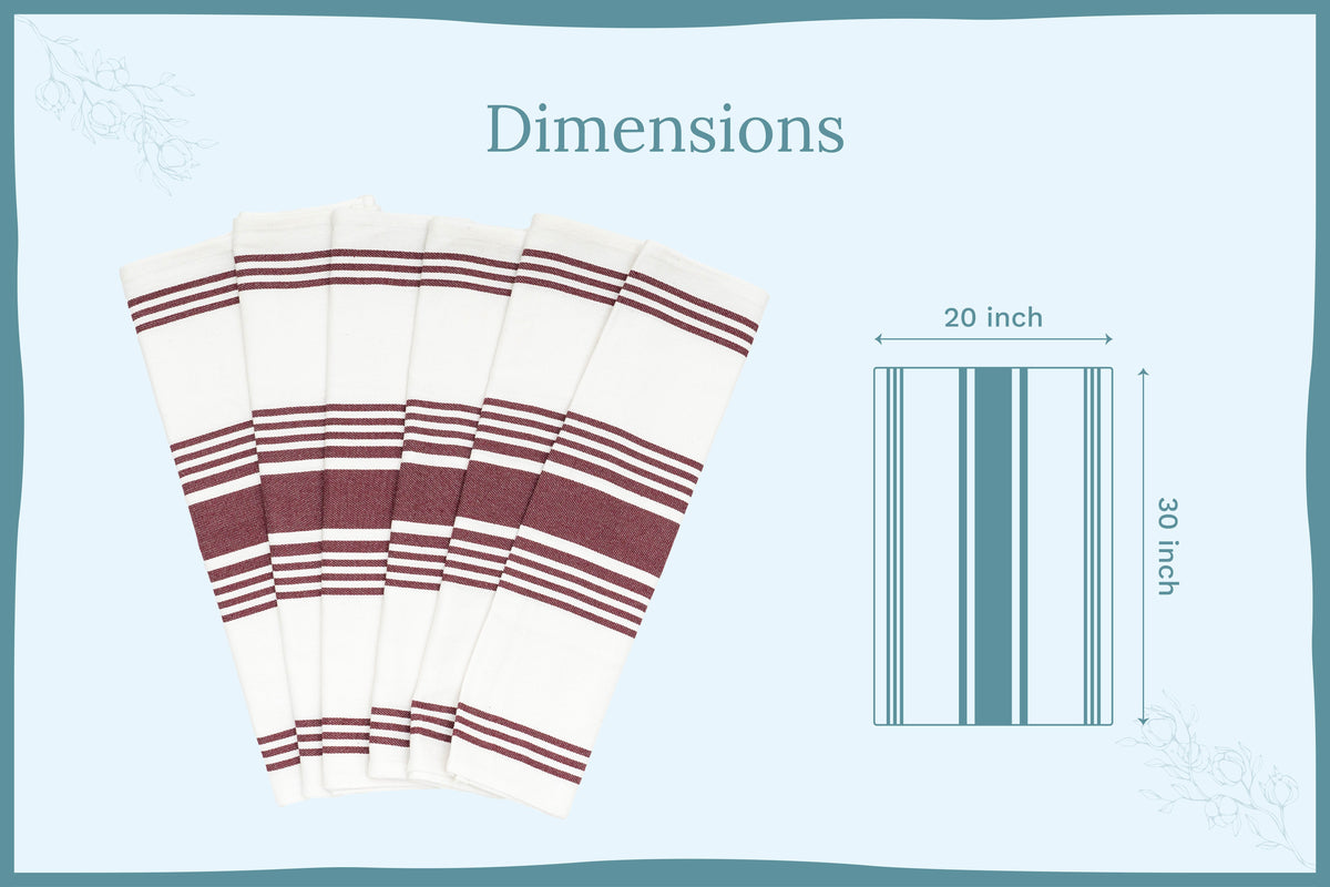 Organic Cotton Striped Kitchen Towels — Set of 6