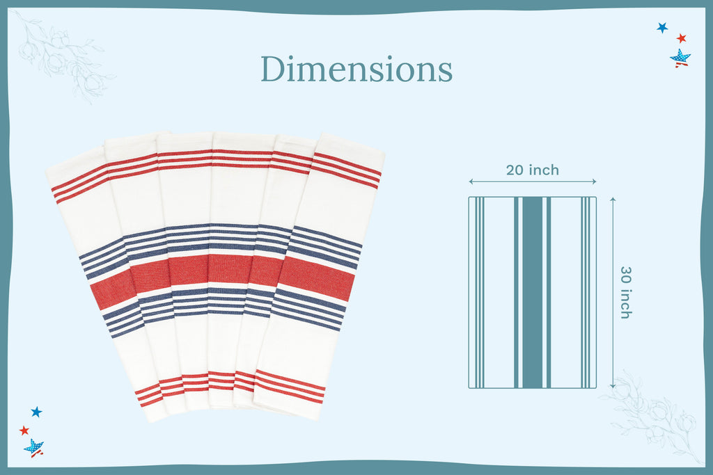 Organic Cotton Striped Kitchen Towels — Set of 6