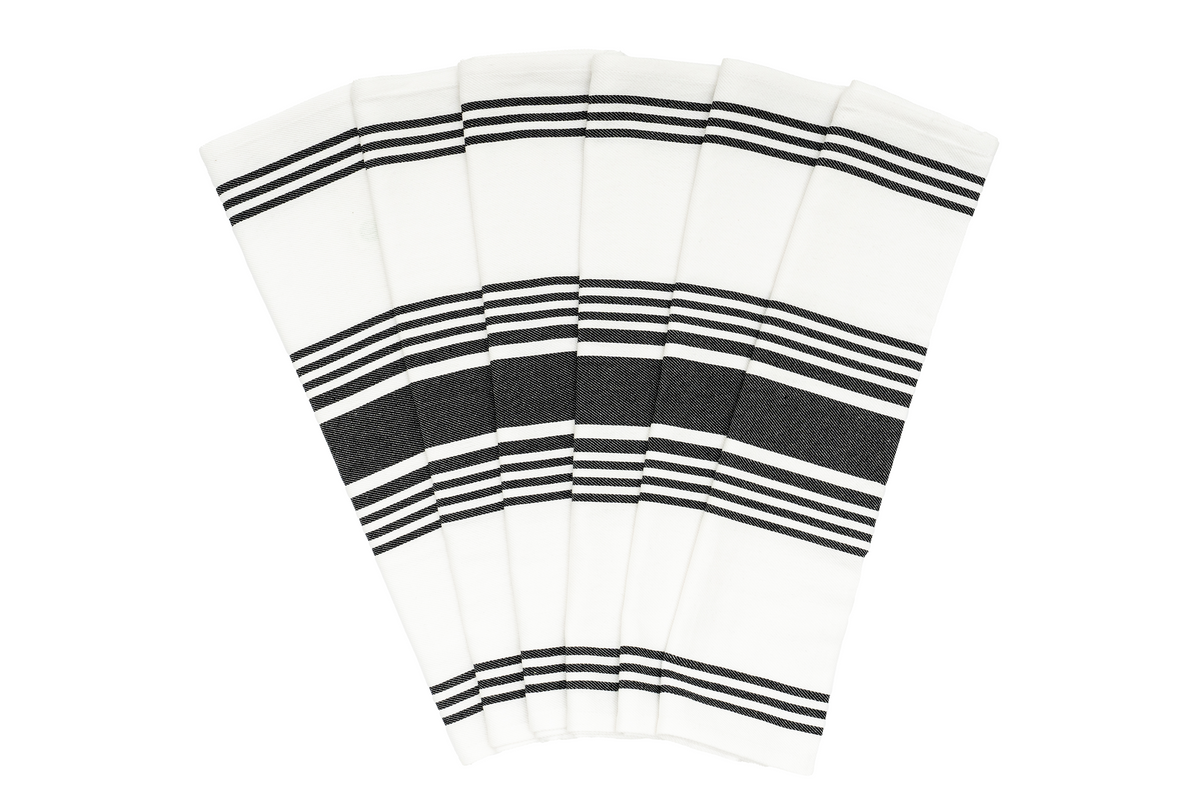 Organic Cotton Striped Kitchen Towels — Set of 6