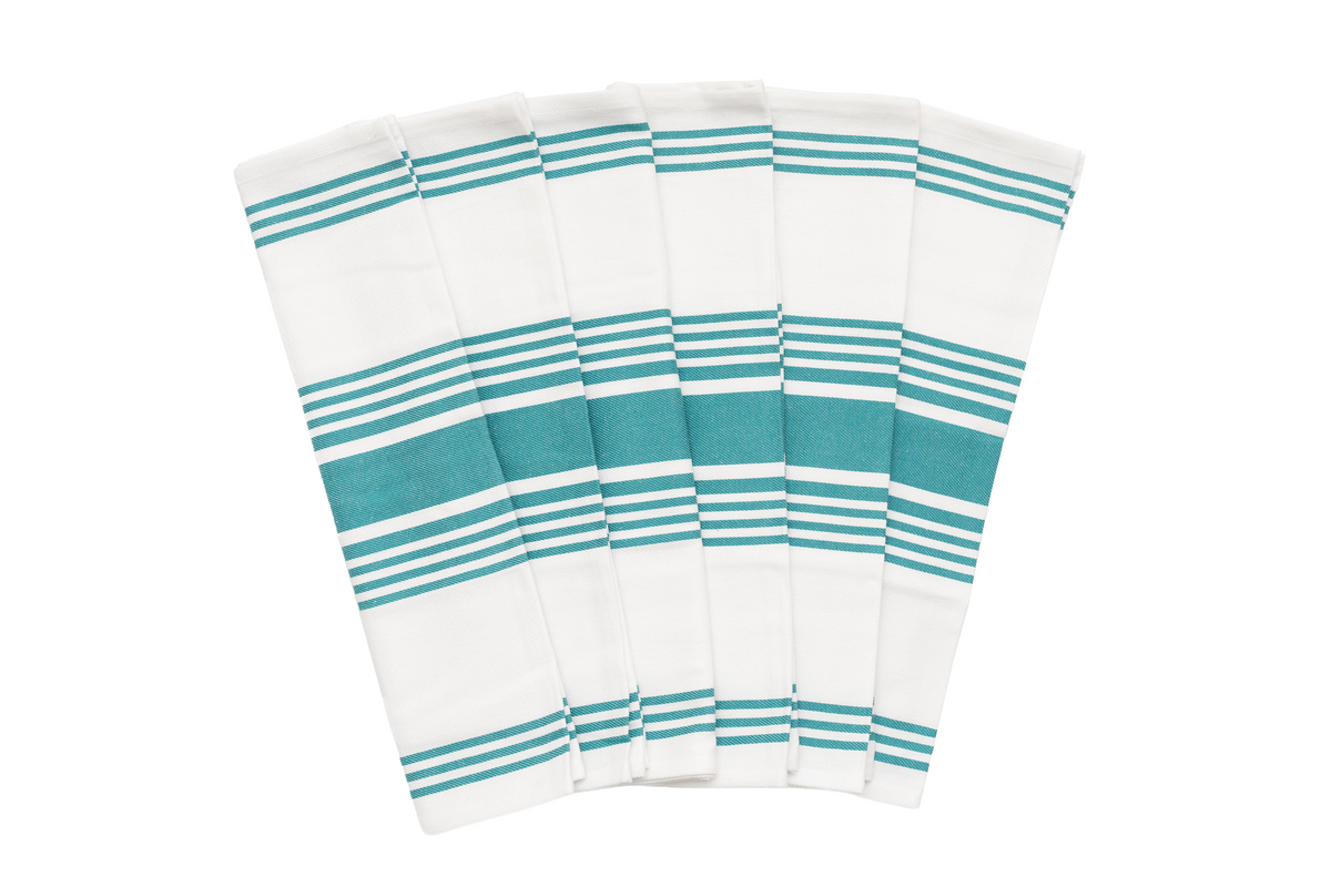 Organic Cotton Striped Kitchen Towels — Set of 6