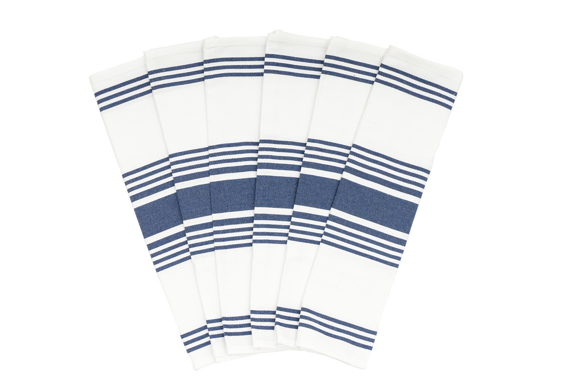 Organic Cotton Striped Kitchen Towels — Set of 6