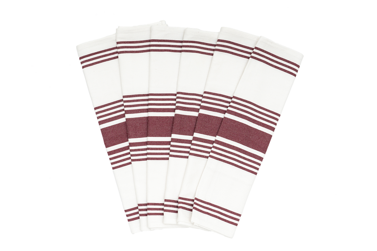 Organic Cotton Striped Kitchen Towels — Set of 6