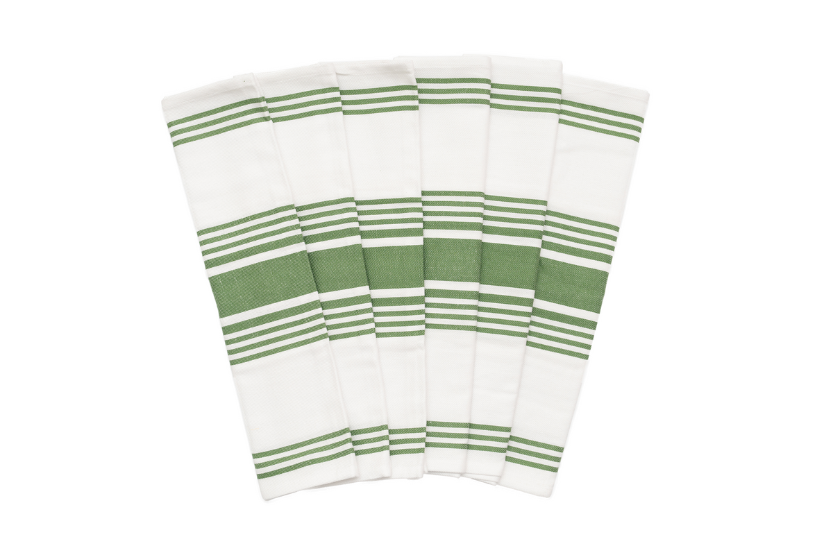 Organic Cotton Striped Kitchen Towels — Set of 6