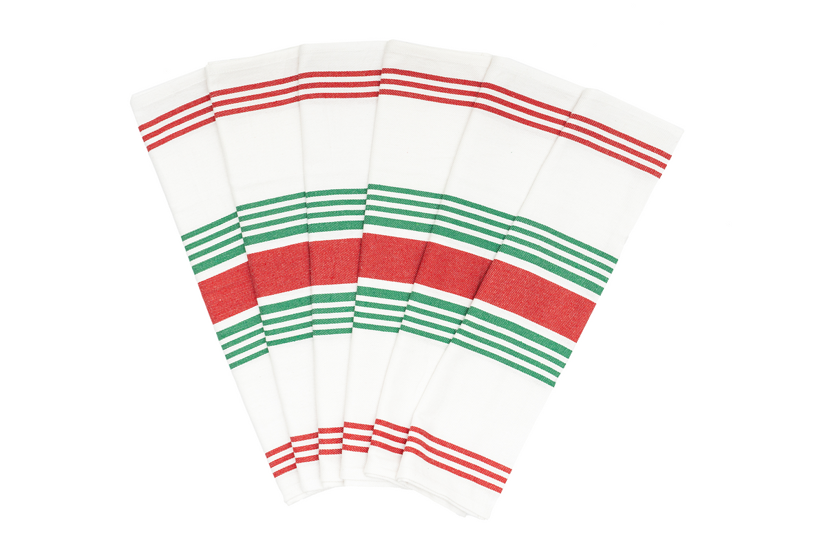Organic Cotton Striped Kitchen Towels — Set of 6