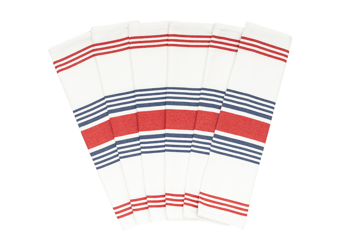 Organic Cotton Striped Kitchen Towels — Set of 6