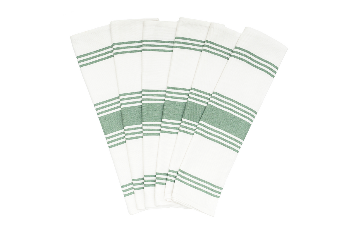 Organic Cotton Striped Kitchen Towels — Set of 6