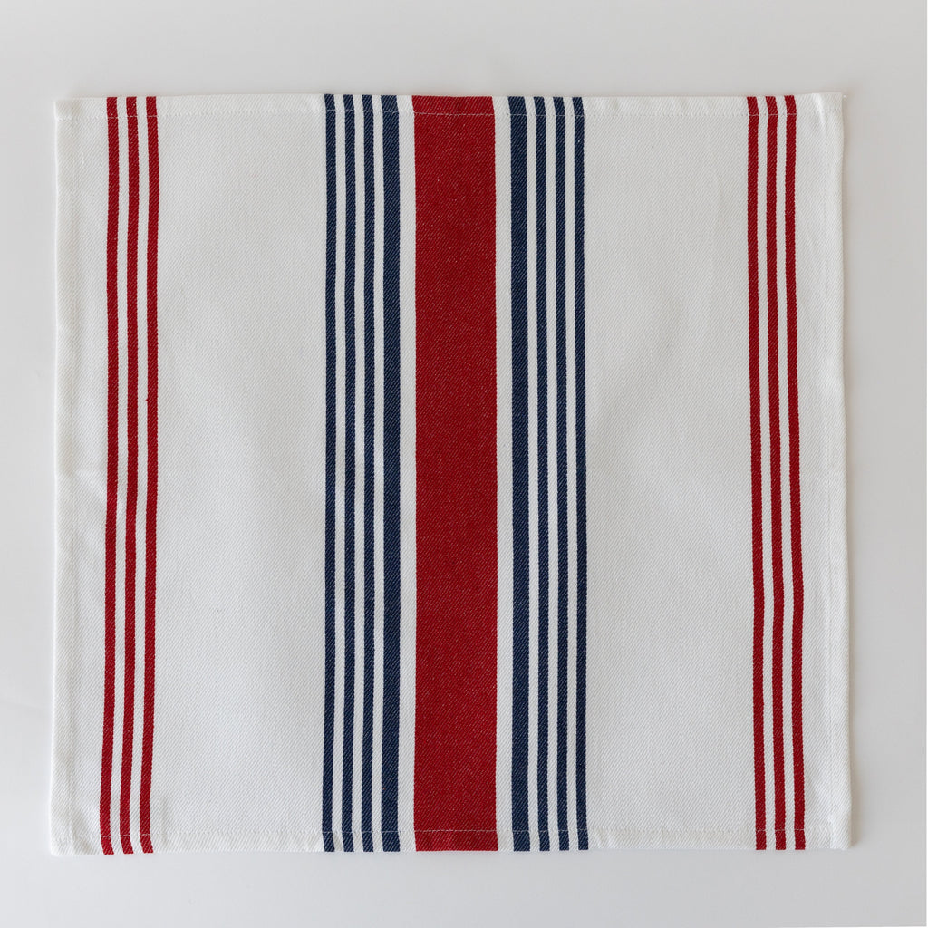 Cotton Striped Cloth Napkins — Set of 12