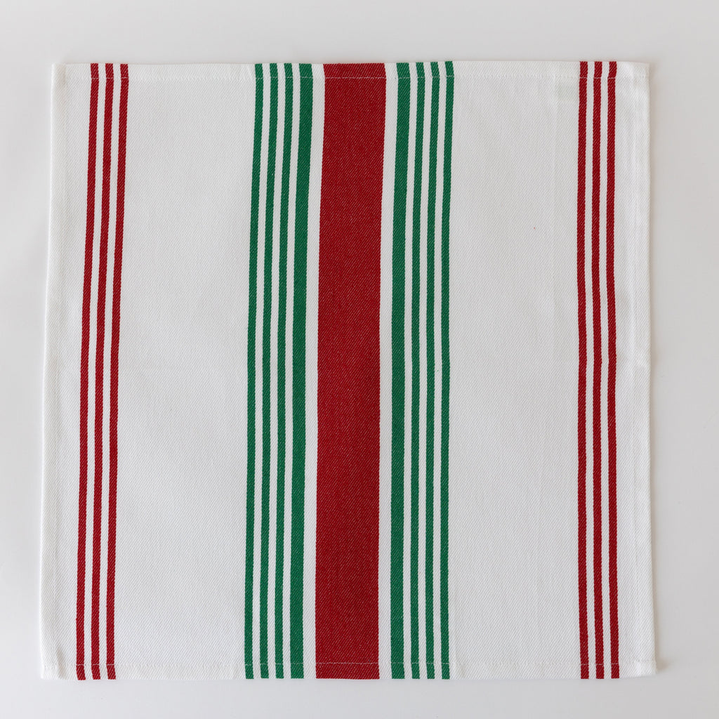 Cotton Striped Cloth Napkins — Set of 12