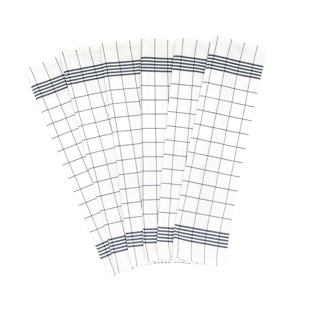 Cotton Windowpane Kitchen Towels — Set of 6