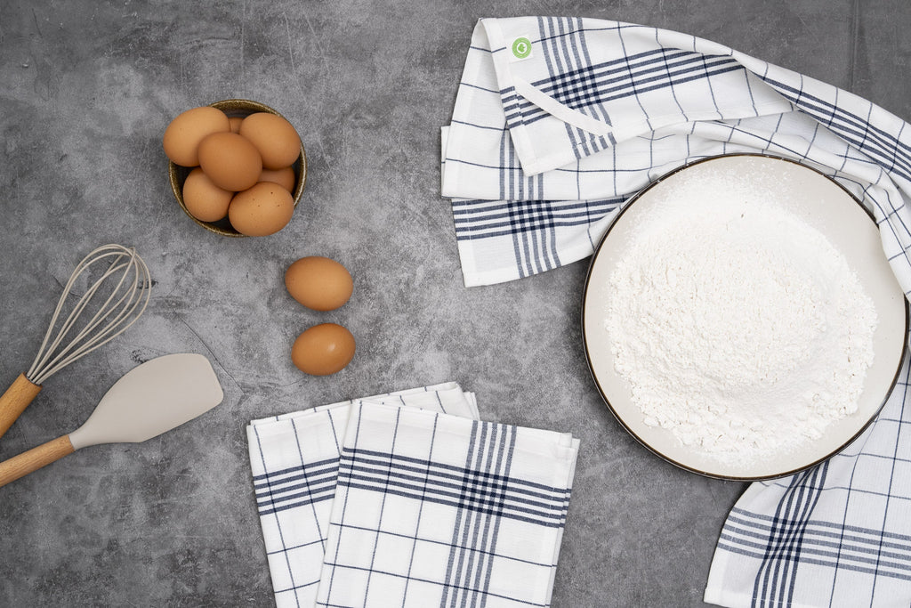 Cotton Windowpane Kitchen Towels — Set of 6