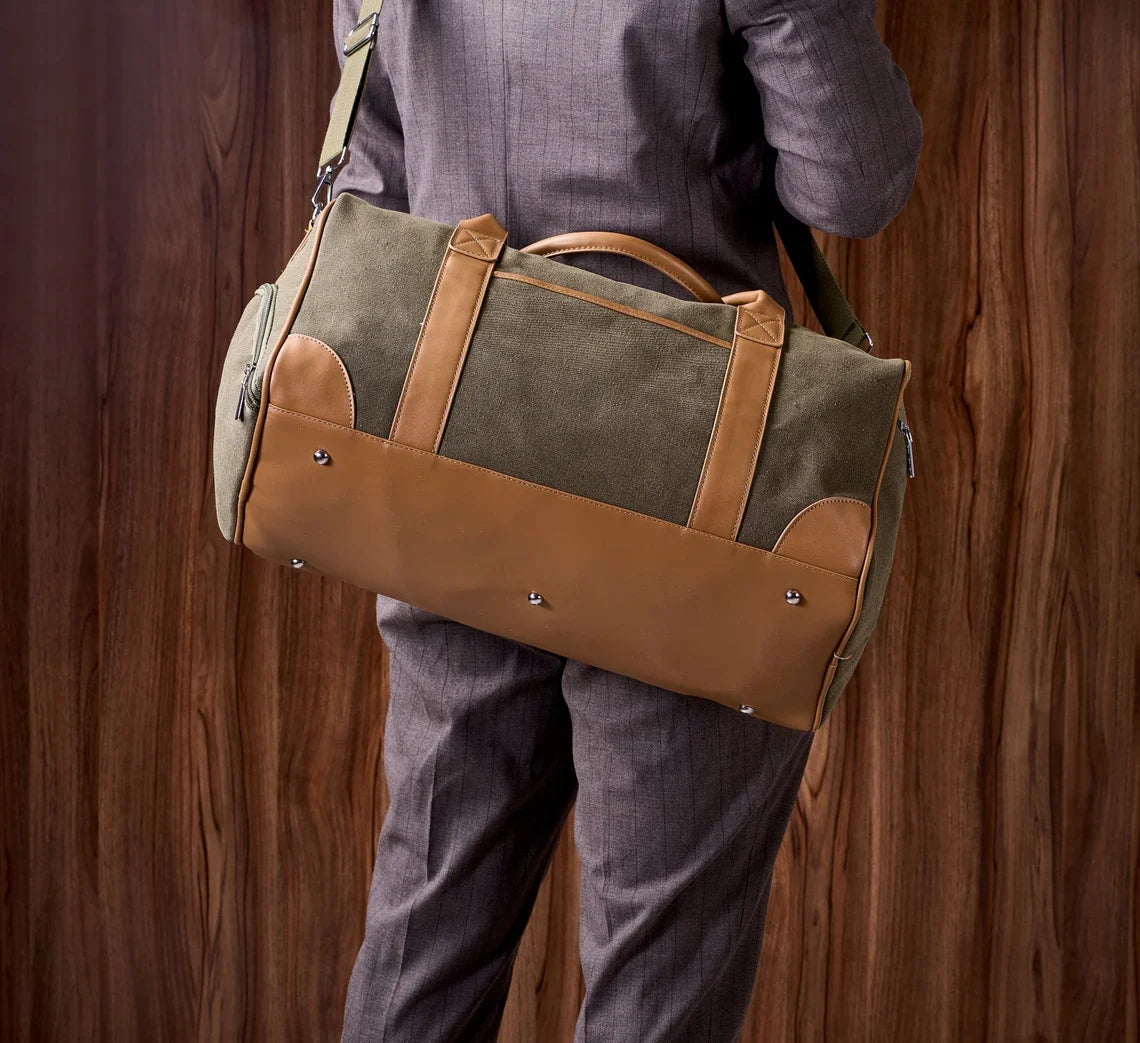 Personalized Canvas Weekender Bag with Shoe Compartment