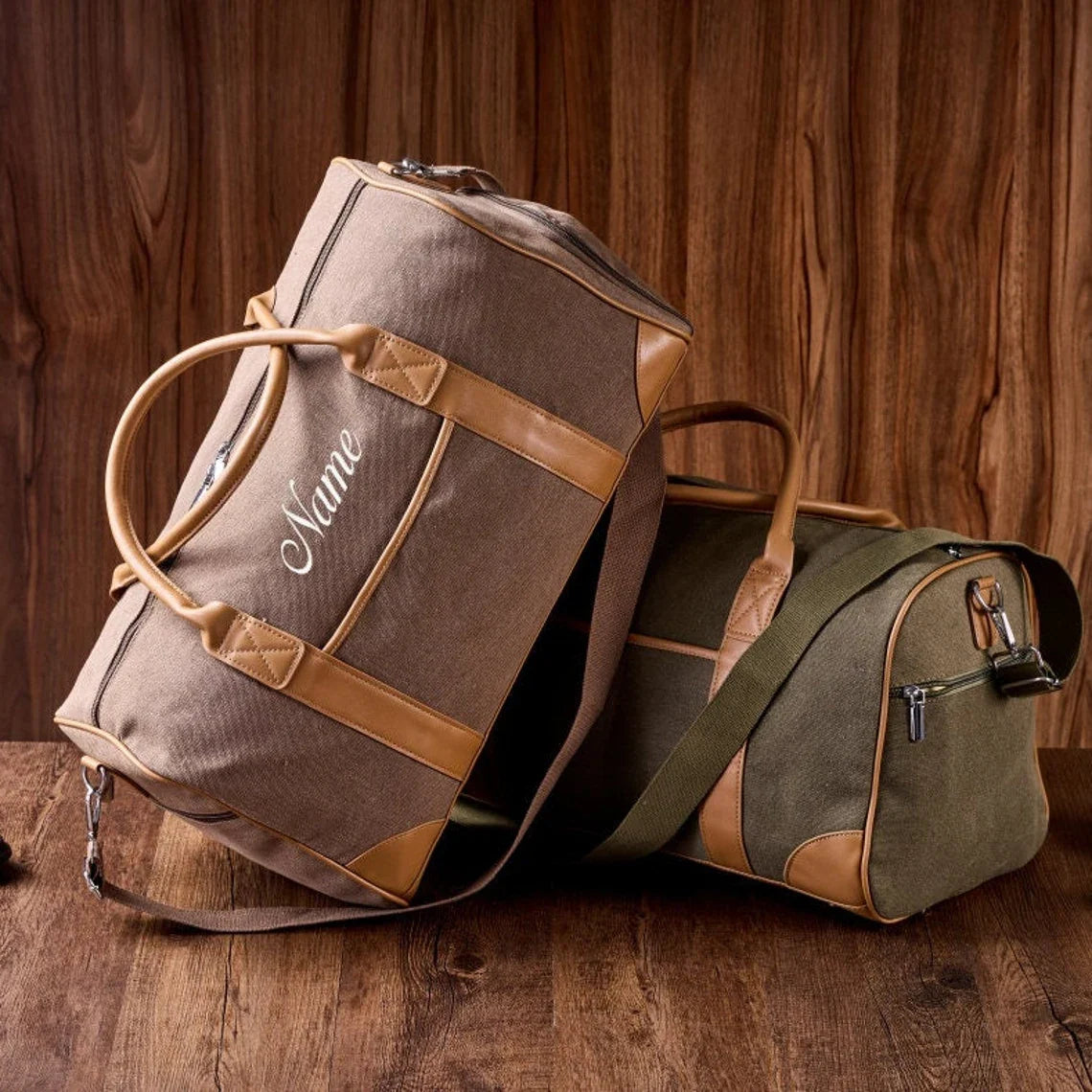 Personalized Canvas Weekender Bag with Shoe Compartment
