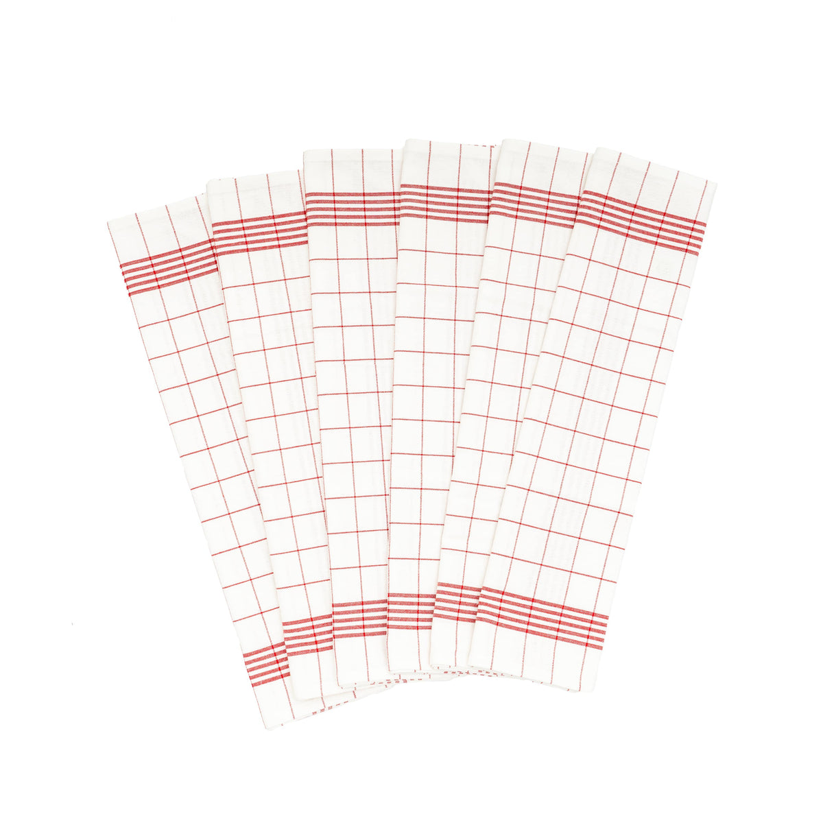 Cotton Windowpane Kitchen Towels — Set of 6