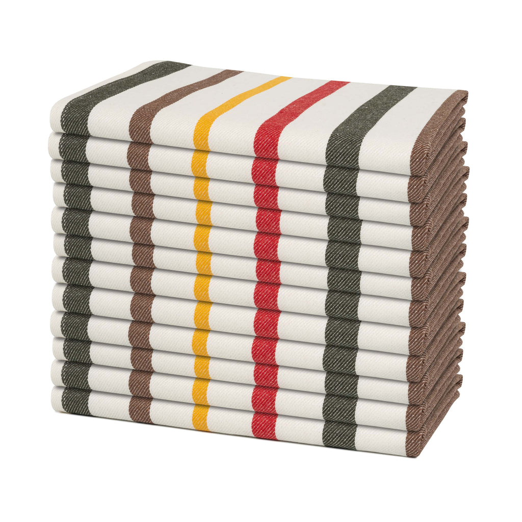 Cotton Striped Cloth Napkins — Set of 12